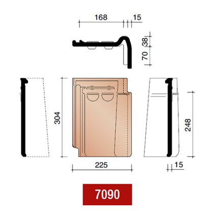 Image de Koramic stormpan 44 gevelpan rechts amarant