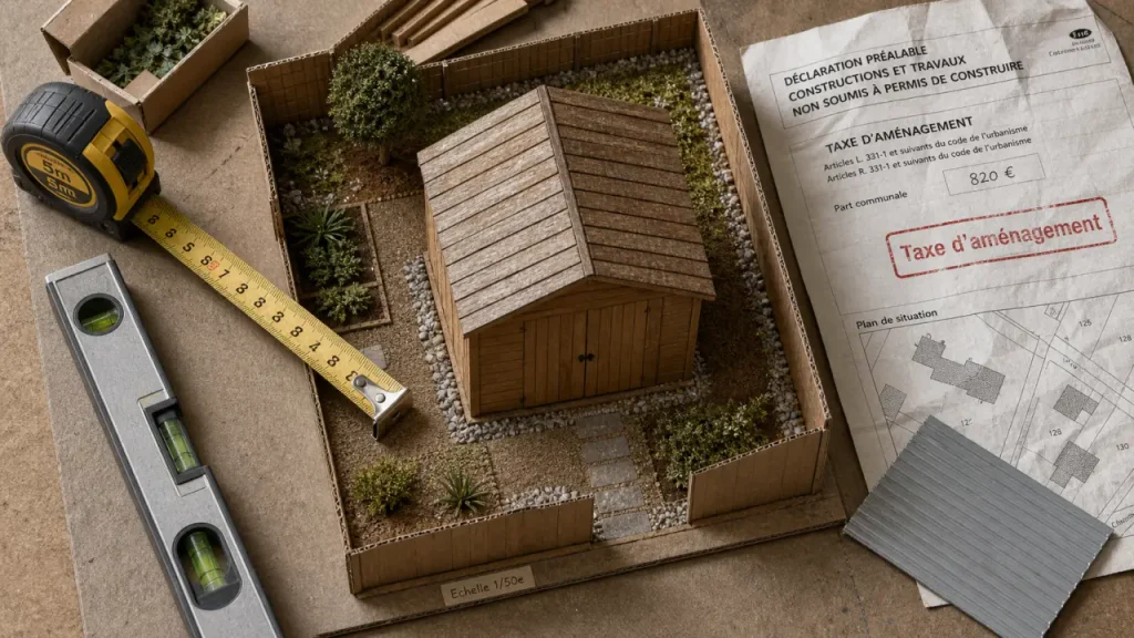 Taxe d’aménagement pour un abri de jardin : 5 m², 1,80 m et taux locaux à vérifier