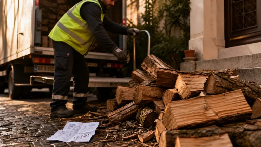 Bois de chauffage en Île-de-France : livraison sous 48h, bûches de 33 cm et bois sec à vérifier