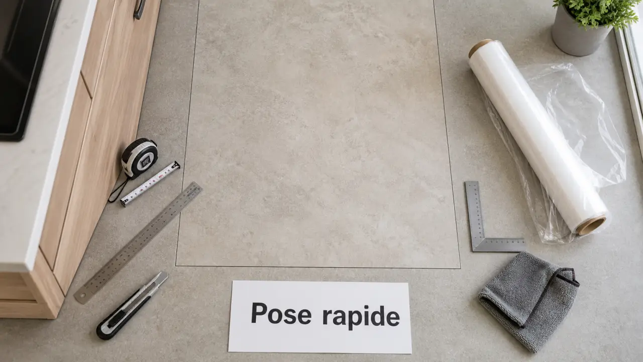 Carrelage adhesif sol : pose rapide sur dalle PVC effet pierre