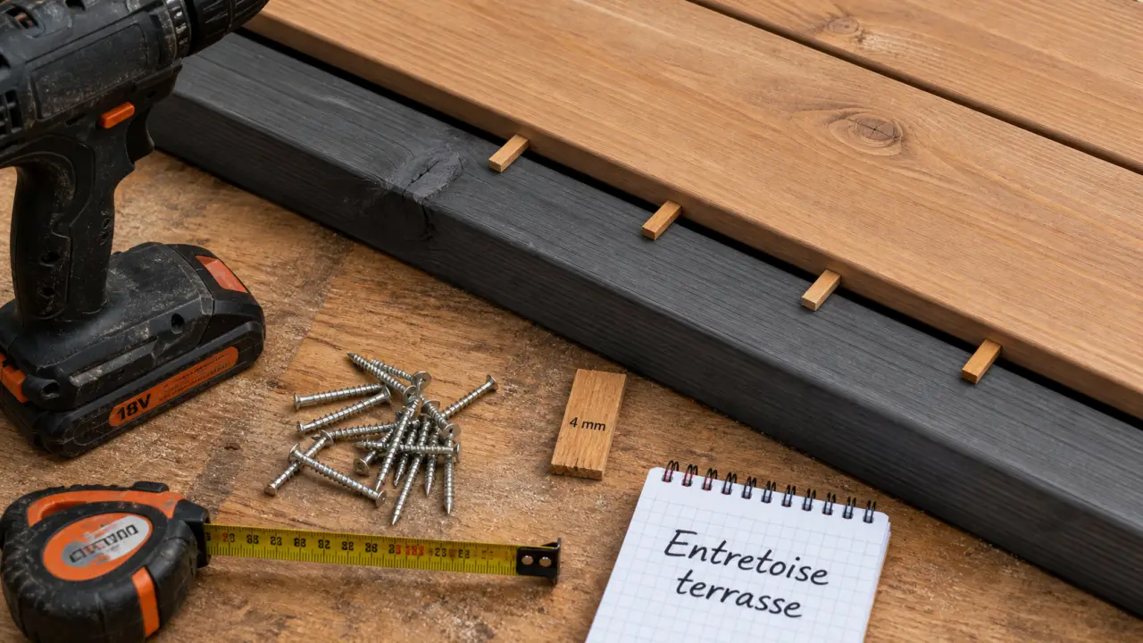 Entretoise bois 4 mm pour ventilation entre lambourdes et lames de terrasse