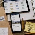 Logiciel gestion chantier photovoltaïque : fiche chantier sur smartphone et planning