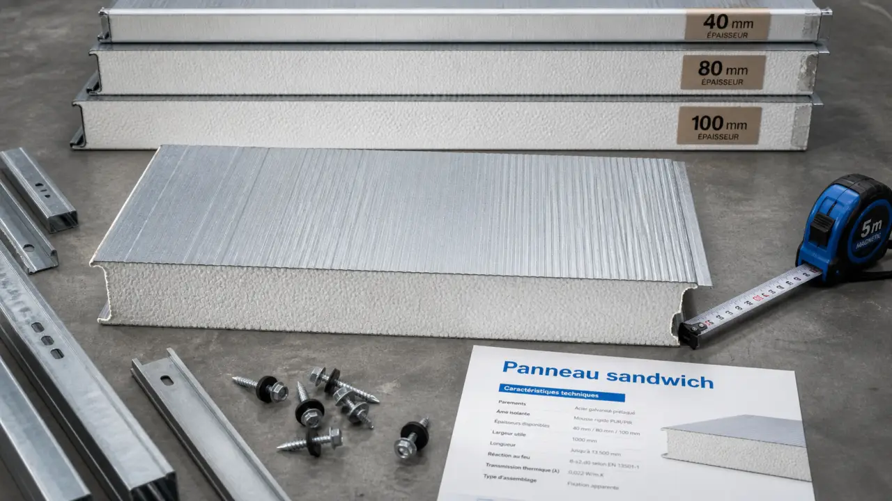 Panneau sandwich bac acier avec isolant 4 épaisseurs (PUR/PIR)