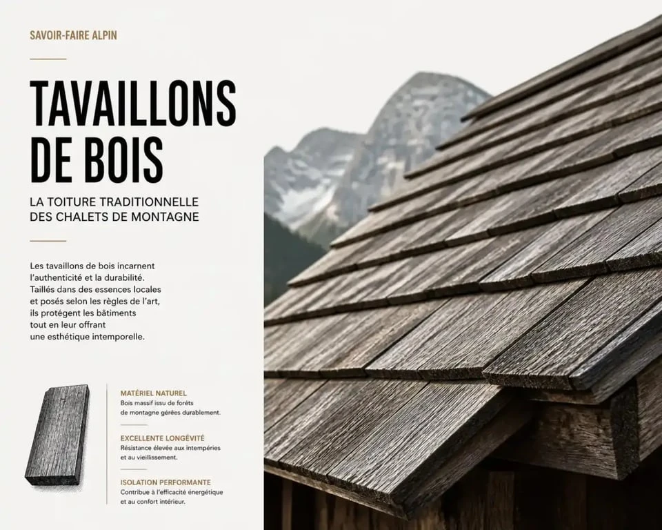 Toiture en bois avec tavaillons traditionnels sur un chalet de montagne