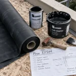 Pose membrane EPDM étanchéité toiture elastoseal pro gs, rouleau et outils sur OSB
