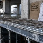 Plancher collaborant bac acier : bac acier prêt pour dalle béton sur chantier