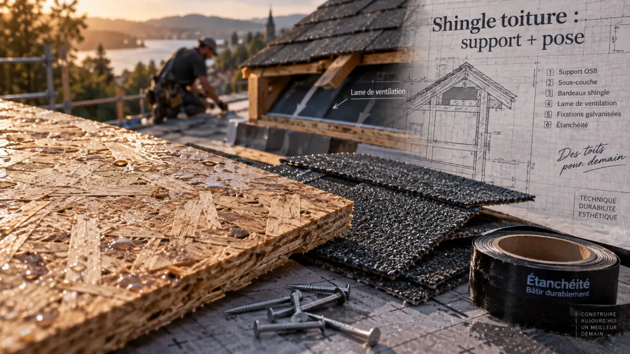 Shingles toiture et sous-couche sur OSB humide