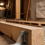 Solives en bois sur sabots métalliques pour plancher durable