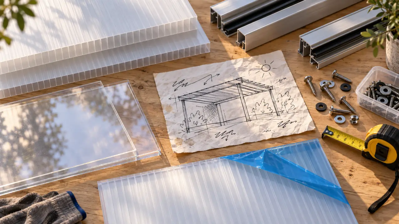 Toiture polycarbonate opale réduit l’éblouissement sous pergola