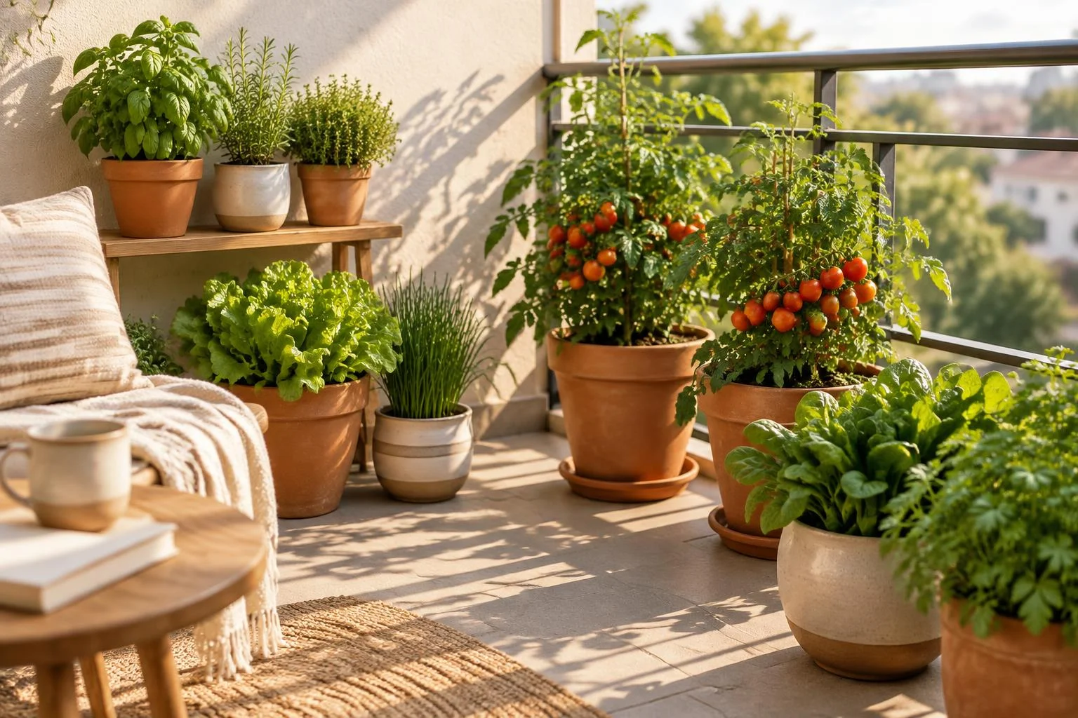 Balcon productif : pots et plantes adaptés
