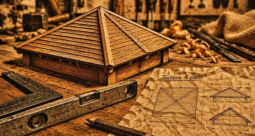 Charpente 4 pans traditionnelle : quelle pente, quelles pièces et quelle solution choisir ?