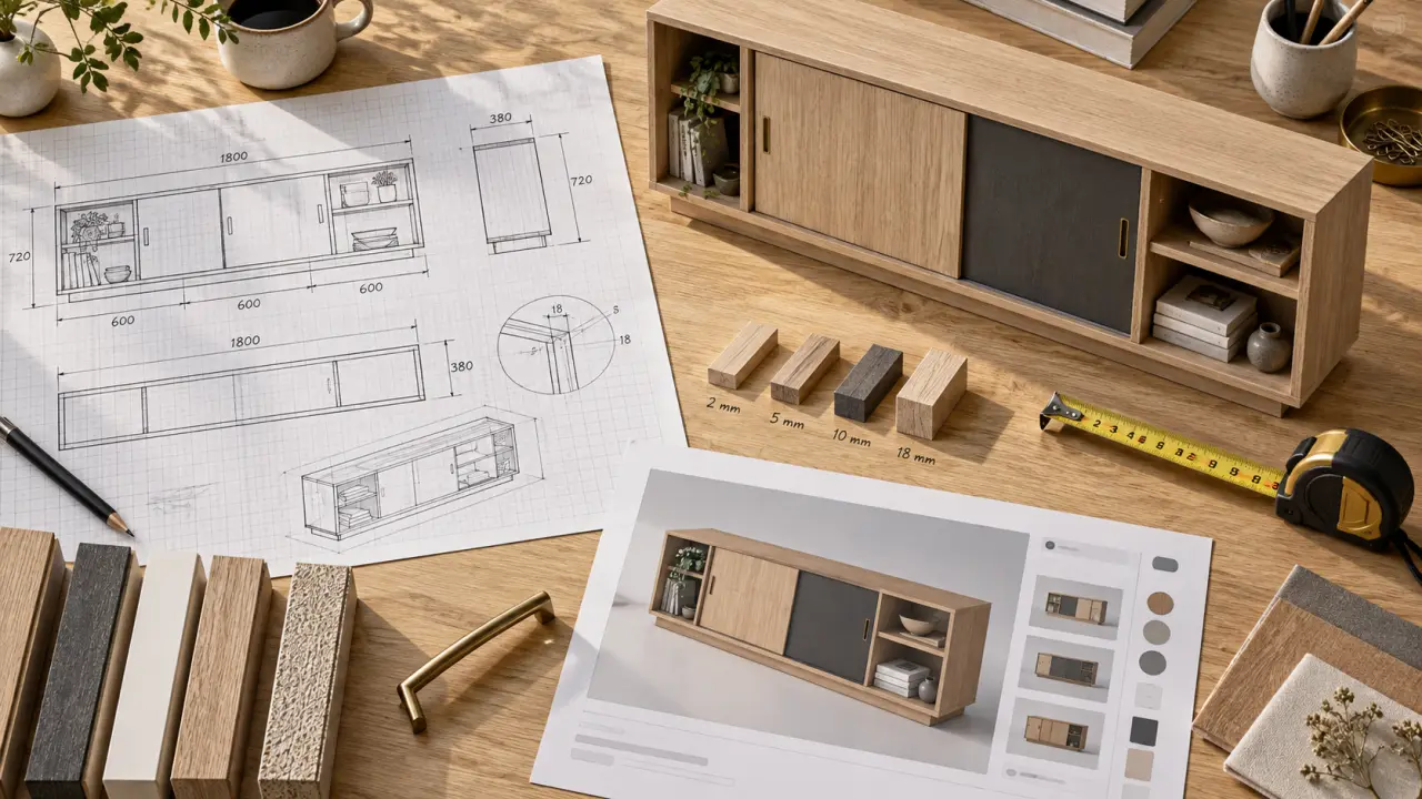 Meubles sur mesure : plan millimétré et maquette de meuble sur mesure